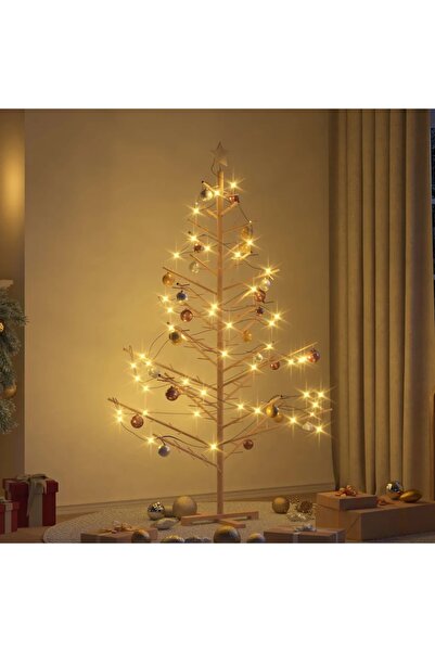 vidaxl شجرة عيد الميلاد الخشبية مع حامل طبيعي 180 سم من خشب الصنوبر الصلب