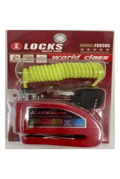 Locks World Class 110 Db Siyah Alarmlı Disk Kilidi Hatırlatma Kablosu Dahil