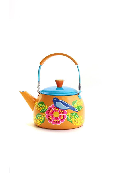 DEDEMİN EMAYELERİ El Boyama Turuncu Demlik