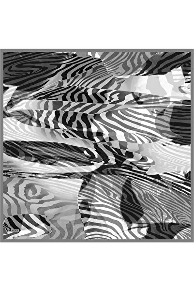 Aker Μαύρο μεταξωτό σατέν κασκόλ με σχέδιο ζέβρας