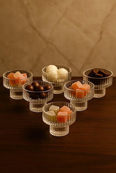 YzHome 6-Piece Standing Pinterest Glass Coffee Side Turkish Delight Bowl 5*6cm