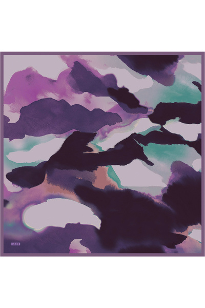 Aker وشاح من الساتان الحريري المزخرف بفرشاة أرجوانية