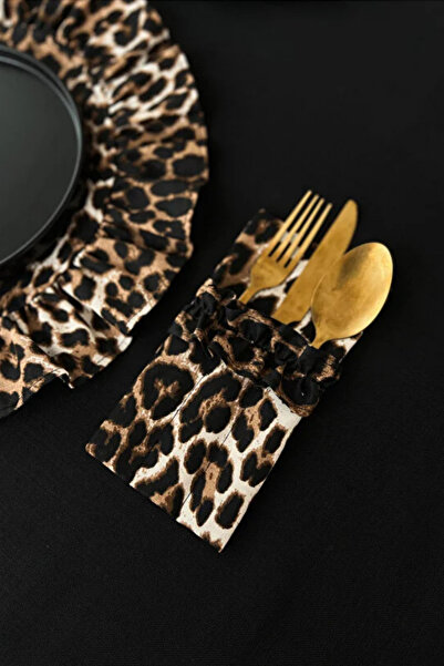 KaiHome Leopard Frilly 3 Compartment Cutlery Case 2Li