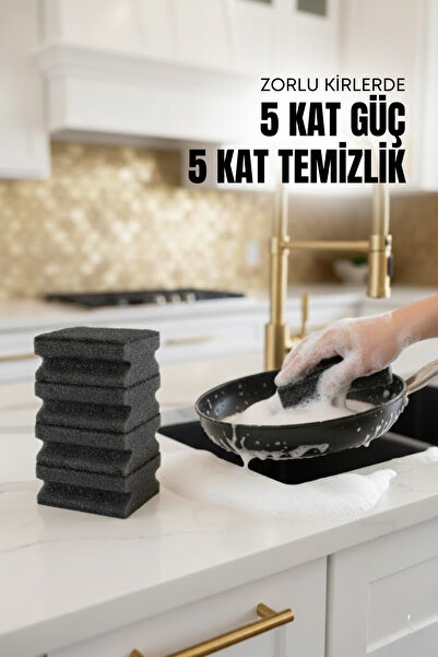 grimorlife 15 Adet Oluklu Siyah Simli Bulaşık Süngeri – Özel Dokulu Dayanıklı Pinterest Temizlik Süngeri Seti