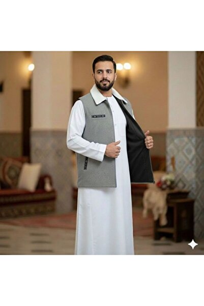 LUXURY سديري رجالي شتوي دبل فيس بتصميم السدو التراثي وياقه الفرو الانيق