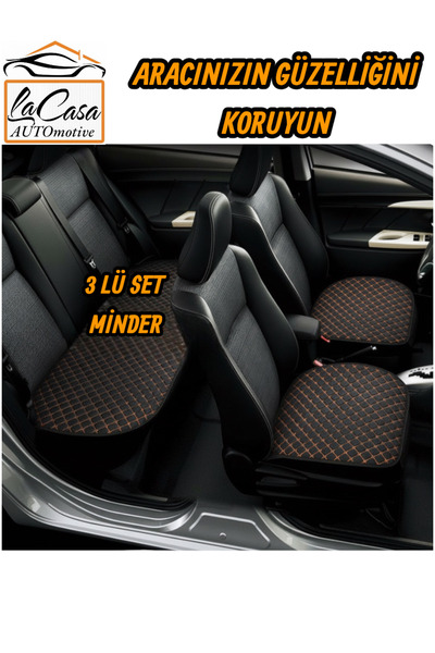 la casa غطاء مقعد سيارة لاكاسا فاخر مريح، طبي، جاكار، مبطن (مجموعة من 3 قطع) أسود برتقالي