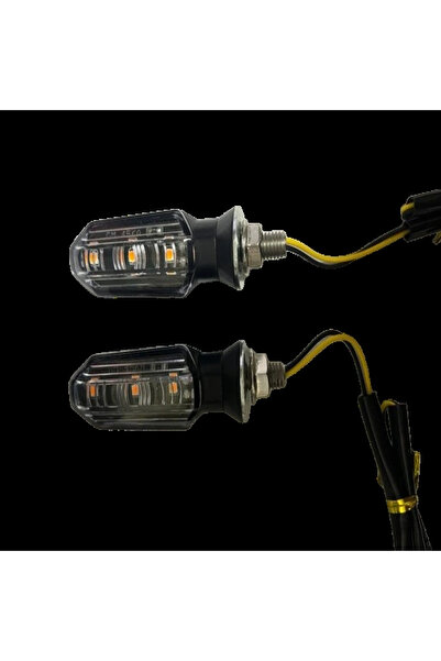 Carub Motosiklet Sinyal Lamba Üniversal 12V Sarı Cam Sarı Led 2'Li