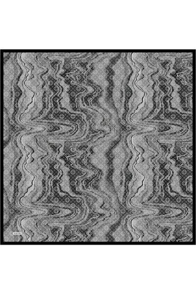 Aker Eșarfă din satin crep de mătase cu model logo negru