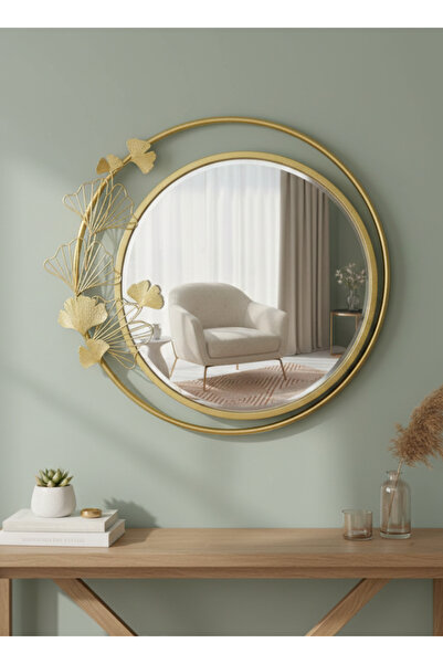 ALQANNAS Large wall mirror with a luxurious gold frame and decorative design ...