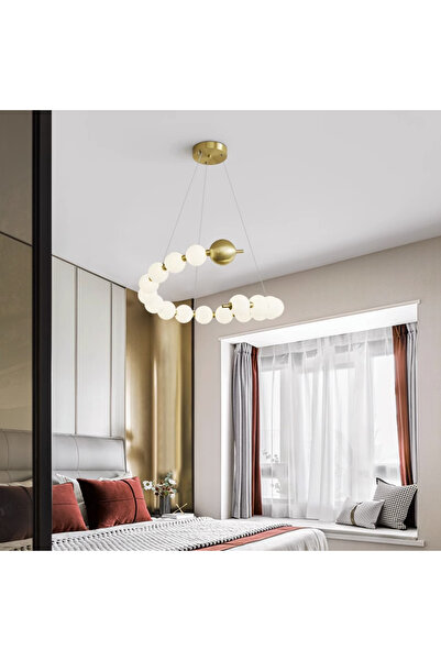 ALC-Shop Lustră Suspendată LED Acril Aurelia 41W cu Telecomandă, Dimabilă, 3000K/4000K/6000K, Auriu