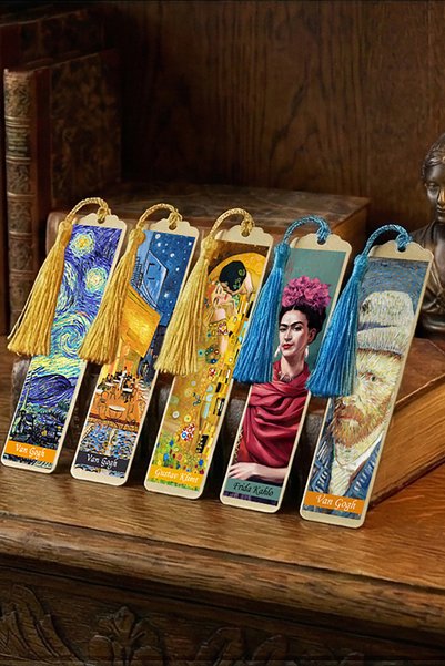 renkli izler atölyesi Artistic Painting Themed Metal Bookmark (Frida Kahlo)
