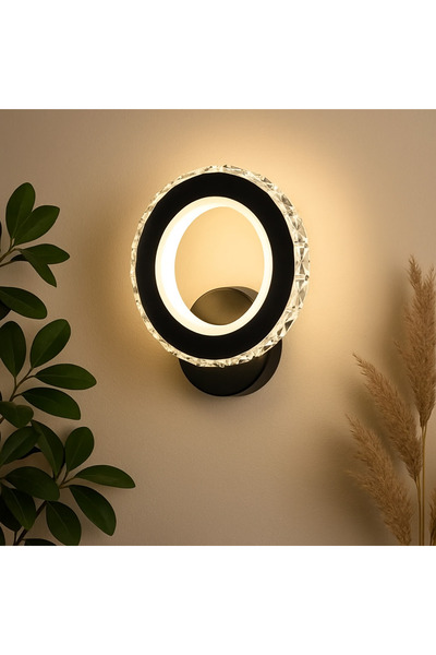 iTin Aplica LED NOVA Rotonda, 16W, Negru & Inox, lumina Calda/Rece/Neutra