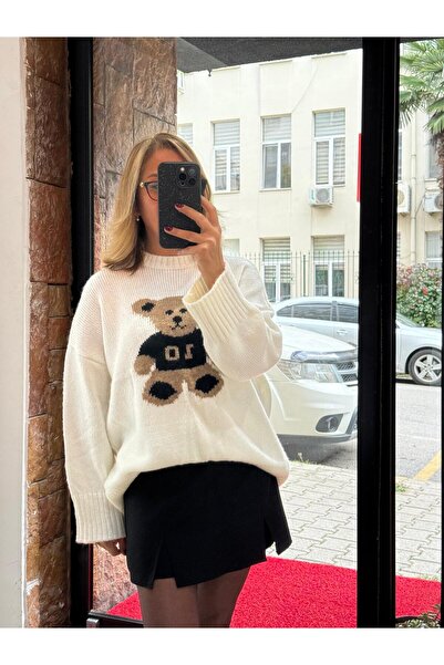 AlyaTeks Ayıcık Desenli Uzun Kazak