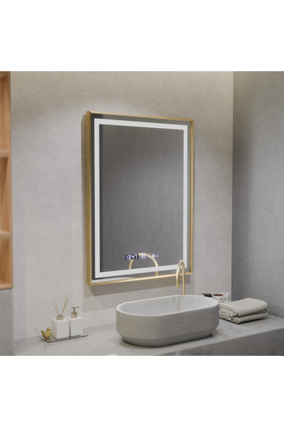 KORMAN TECHNIK Oglinda LED Rectangulara, 60x80cm, Verite Royale Gold MotionGlow Marcello, Sistem Dezaburire
