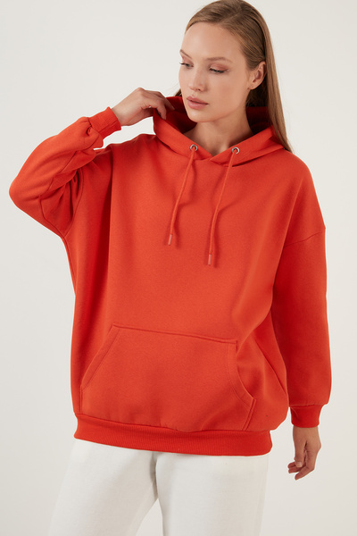 Lela Regular Fit Cotton Hooded Collar Rose Winter Sweat SWEAT 5863854