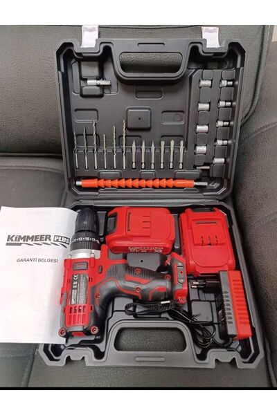 KİMMEER PLUS Kimmer Plus 12v 1.5 Ah Metal Şanzıman Çift Akülü Şarjlı 24 Parça Akülü Vidalama Matkap