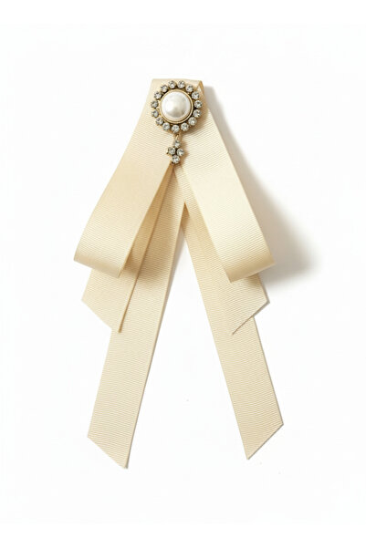 DİGGO Krem Kadın Broş Kravat Kurdele Kadın Yaka Aksesuarları Yaka İğnesi