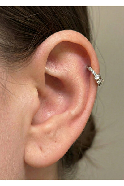 alysa jewelry Cerrahi Çelik baget taşlı halka Piercing 8mm