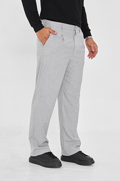 ZİNOX Men's Pleated Baggy Cloth Foot Fabric Stylish Trousers