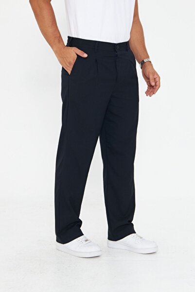 ZİNOX Pantaloni eleganti pentru bărbați, cu pliuri, din pânză, cu picioare di...