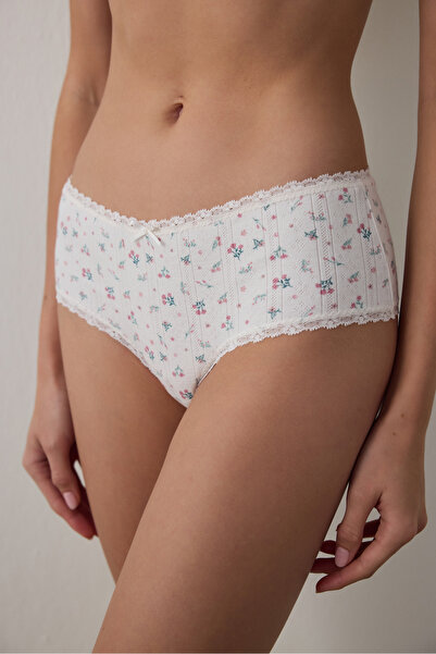 Penti Ecru Pointel Printes Hipster Panties