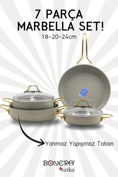 Hırdavatistan Marbella 7 Parça (18-20-24) Cm Ten. 24cm Tav. Set Güveç Model