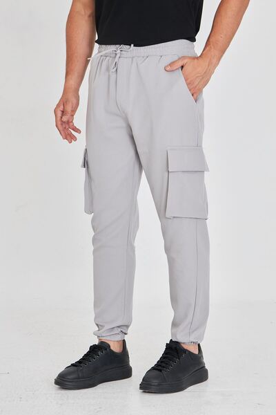 masso moda Pantaloni cu picior din cauciuc din buzunar cargo țesături duble