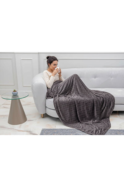 MEYHOME بطانية تلفزيون ويل سوفت 150x200 سم (نمط البقلاوة)، أنثراسيت