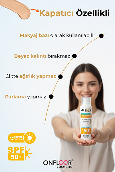 ONFLOOR SPF 50+ Güneş Kremi 100 ml | leke Karşıtı Bakım, Nemlendirme, Doğal Kapatıcılık ve Ton Eşitleyici Etki -