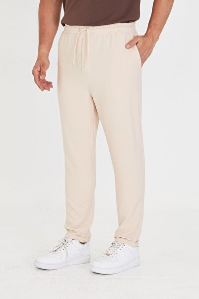 ZİNOX Men's Elastic Waist Lace-Up Double Leg Slim Fit Jogger Trousers