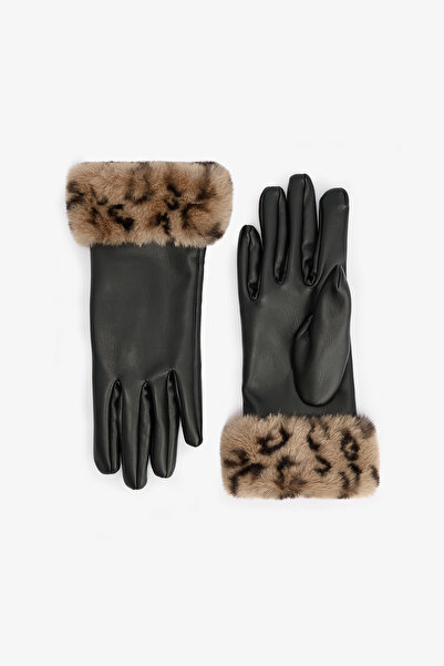 Penti Leopard Patterned Faux Leather Gloves