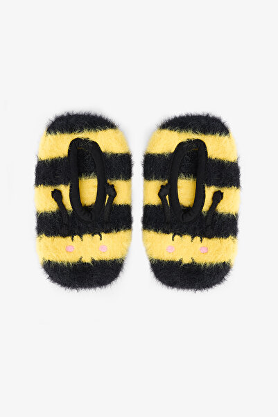Penti Black Boy's Bee Patterned Accessories Non-Slip Sole Home Shoes