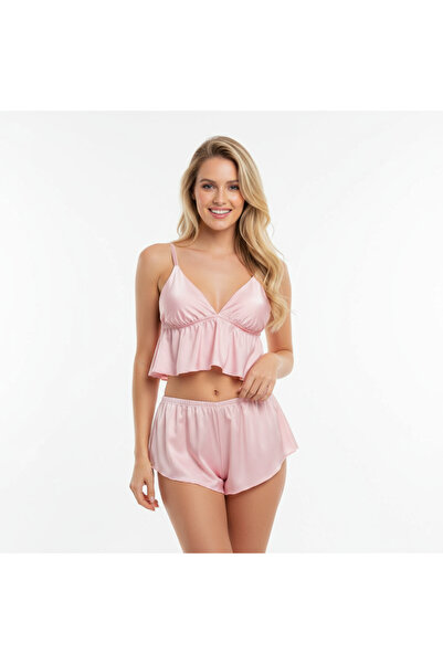 BONBON Women's Cross Strap Detailed Satin Shorts Set of 2 Bb2051