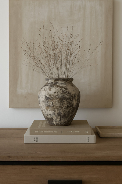 Yalda atelier Handmade Natura Matte Dokulu küçük göbekli Dekoratif Vazo acı kahve eskitme