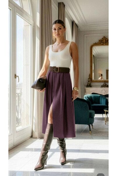 VATKA STUDİO VATKA Yüksek Bel Piliseli Etek