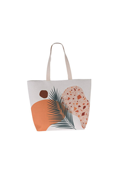 Excellent Houseware beach bag, polyester, 35x15x38 cm, fern print, multicolor