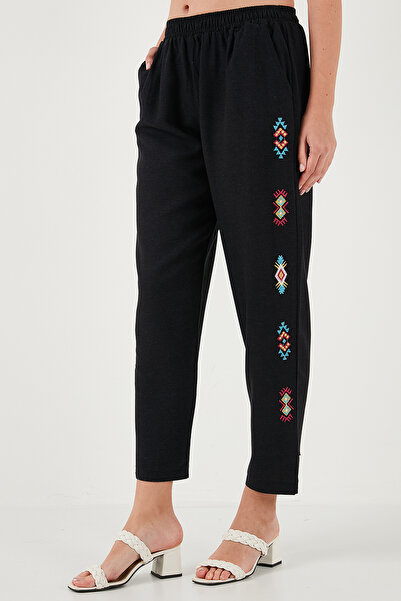 Lela Bohemian Embroidered Linen and Cotton Blend Baggy Trousers Pants 5865050