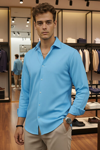 Mamlay Blue Half Oversized Men's Shirt