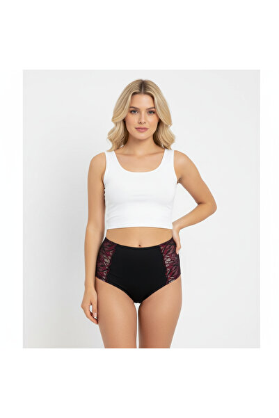 BONBON Women's Satin Lace Front High Waist Slip Panties Bb2062