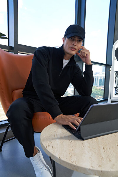 bilcee Men's Technological Fabric Black Baggy Pants 4590