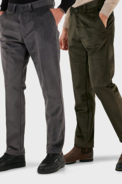 Buratti Normal Bel Regular Fit Straight Leg 2-Pack Velvet Trousers Men's Velvet Pants 645Merlins2