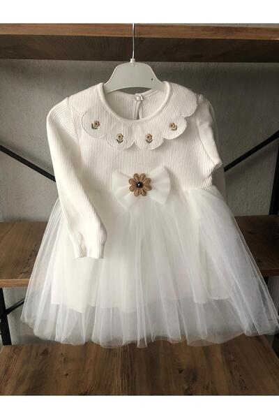Lunas tekstil Pamuklu Tüllü Süslü Kız Bebek elbisesi