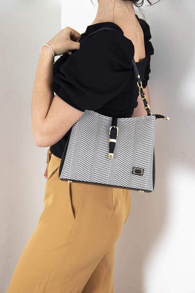 Silver Polo Silver & Polo Black White - Negru Sp974 Geantă de umăr pentru femei