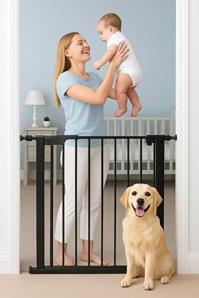 ideal STORE Πόρτα ασφαλείας idealStore για σκάλες, ρυθμιζόμενη 75-85 cm, ατσάλινη, μαύρη