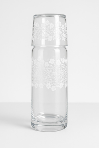 Melidya EVOKS Çiçek Desenli Cam Sürahi ve Bardak Seti – Şık Su Takım