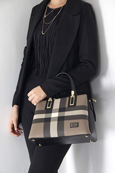 Silver Polo Nv1000 حقيبة يد نسائية سوداء - بني