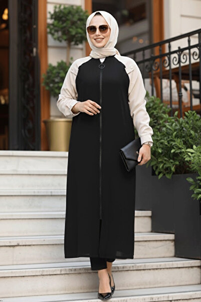 N.S NEVA STYLE Cardigan Hijab negru color bloc 15200S