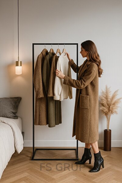 FSHOME FS GRUP | Elbise Askısı, Ayaklı Modern Tasarım Gardırop, Demir Gardırop