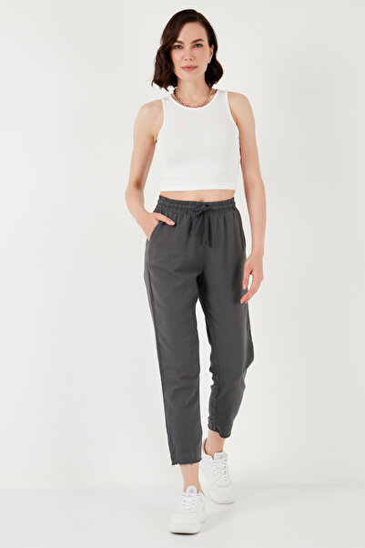 Lela Къси памучни панталони с висока талия и ленен вид, 668YP5134