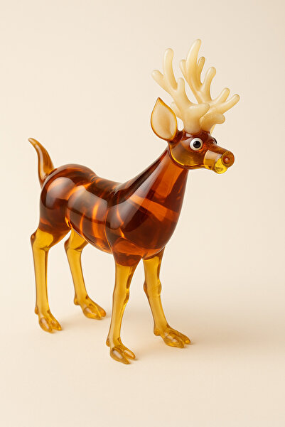 Genel Markalar Cam Boynuzlu Geyik Biblo 10x9cm 1 Adet El Yapımı Murano Tarzı ...